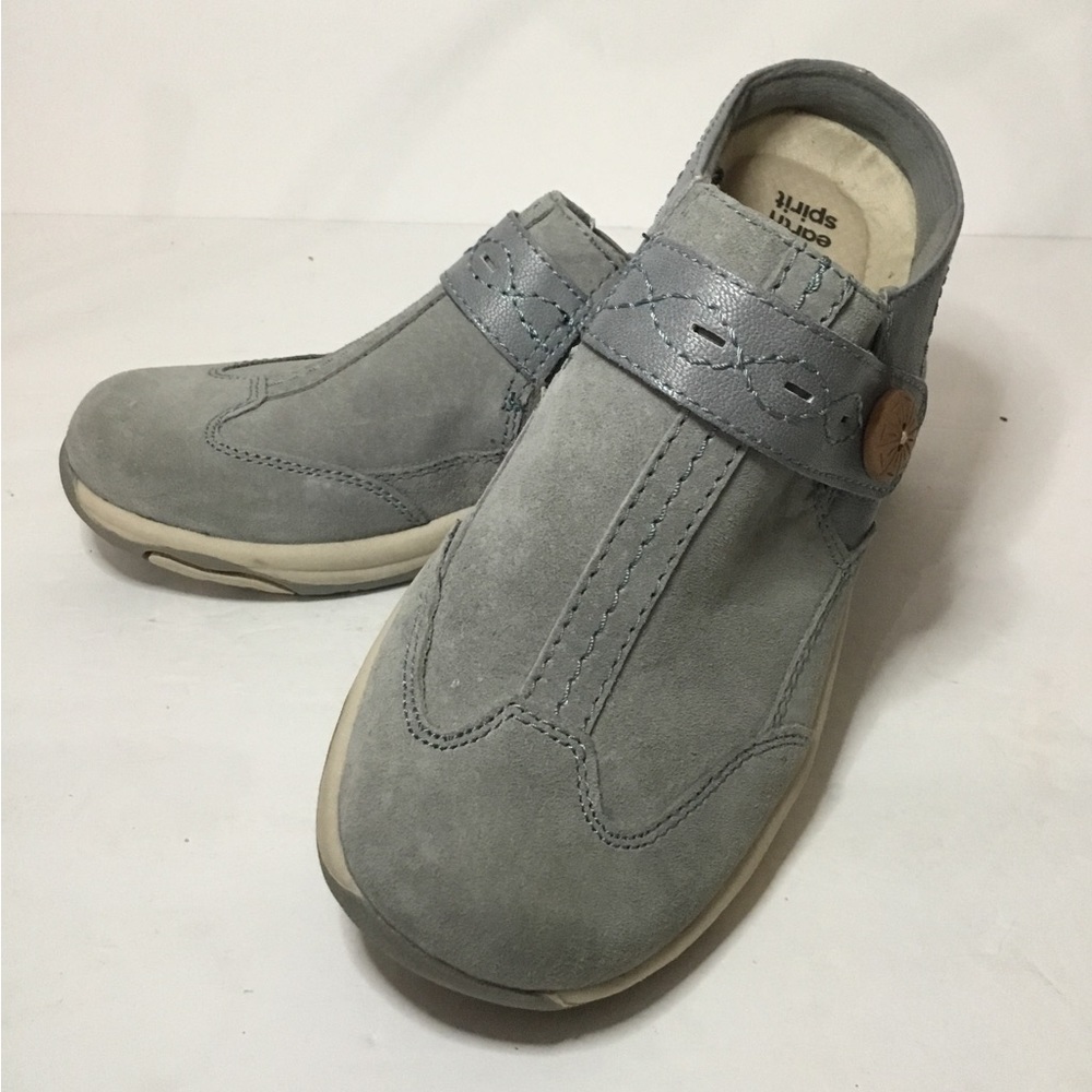 Earth Spirit Women’s Blue Gray Suede Leather Mules Size 6.5 EUC